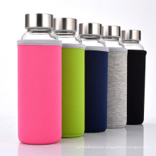 550ml motivational glass water bottle Single Wall Glass Bottle Roundg With Carry Loop